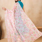 InWeave White Peach Floral Print Organza Dupatta - Swadesiicart