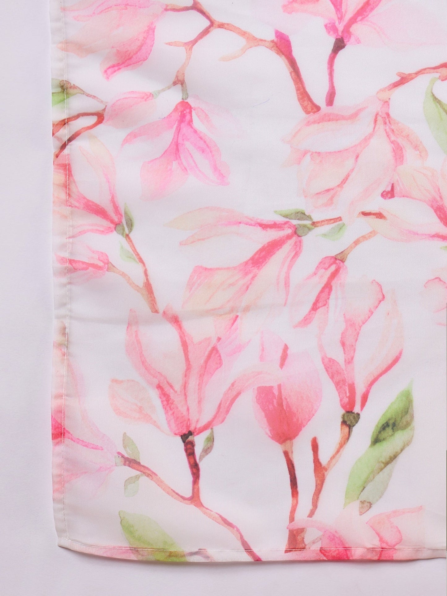 InWeave White Peach Floral Print Organza Dupatta - Swadesiicart