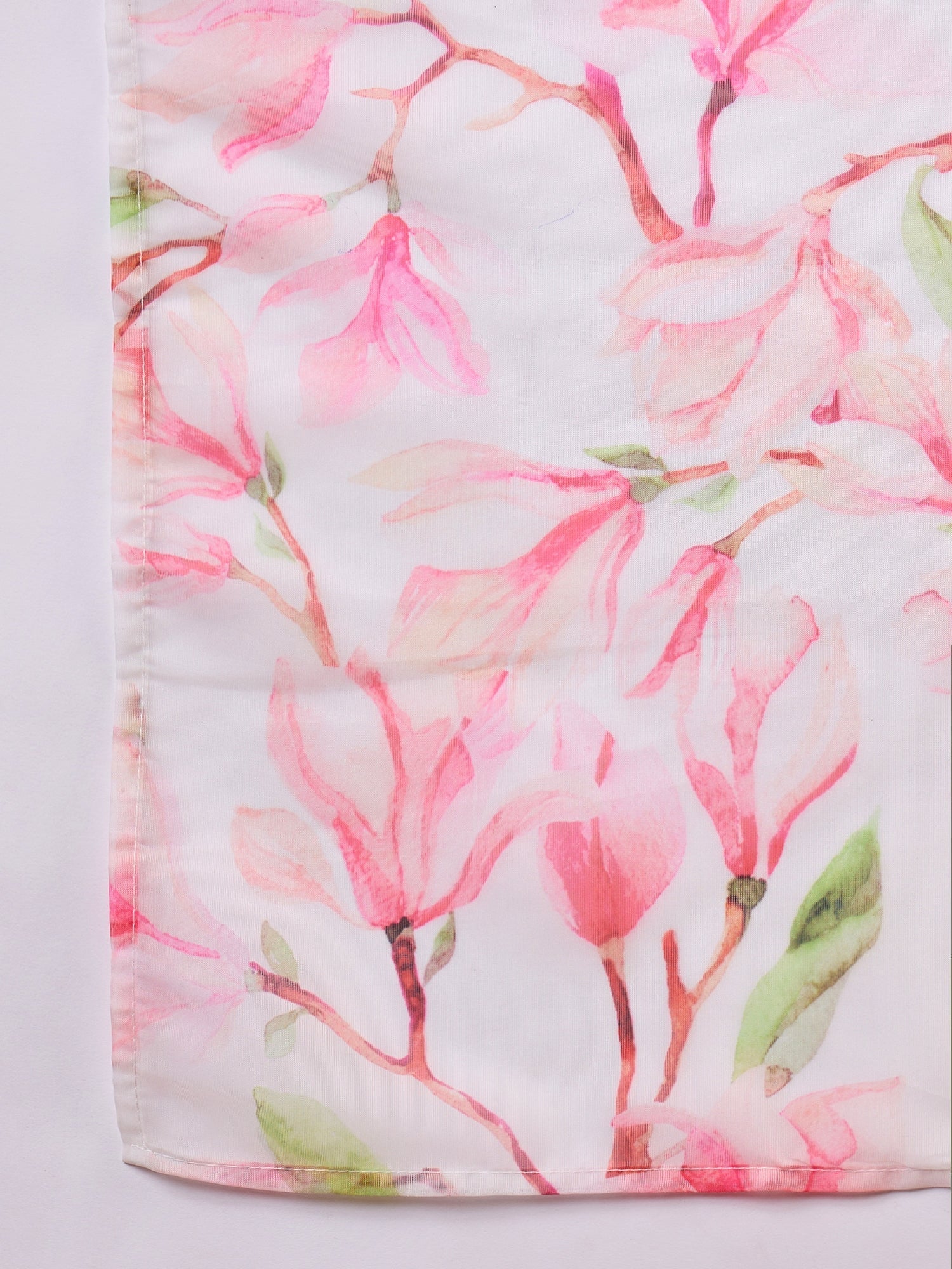 InWeave White Peach Floral Print Organza Dupatta - Swadesiicart