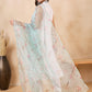 InWeave Teal Bird Print Organza Dupatta - Swadesiicart