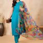 InWeave Green Big Abstract Print Organza Dupatta - Swadesiicart