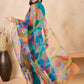 InWeave Green Big Abstract Print Organza Dupatta - Swadesiicart