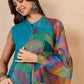 InWeave Green Big Abstract Print Organza Dupatta - Swadesiicart