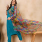 InWeave Green Big Abstract Print Organza Dupatta - Swadesiicart