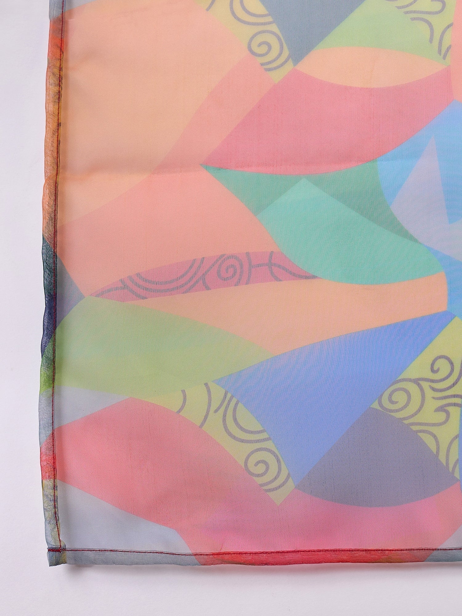 InWeave Green Big Abstract Print Organza Dupatta - Swadesiicart