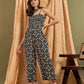 InWeave Black Damask Print Strappy Jumpsuit - Swadesiicart