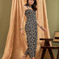 InWeave Black Damask Print Strappy Jumpsuit - Swadesiicart