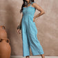 InWeave Cyan Blue Small Check Strappy Jumpsuit - Swadesiicart