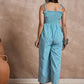 InWeave Cyan Blue Small Check Strappy Jumpsuit - Swadesiicart