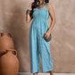 InWeave Cyan Blue Small Check Strappy Jumpsuit - Swadesiicart