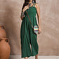 InWeave Green Kantha Strappy Jumpsuit - Swadesiicart