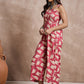 InWeave Punch Pink Beige Strappy Jumpsuit - Swadesiicart