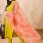 InWeave Orange Big Floral Organza Dupatta - Swadesiicart