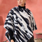 InWeave Black White Dye Rabbit Faux Fur Poncho - Swadesiicart