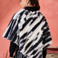InWeave Black White Dye Rabbit Faux Fur Poncho - Swadesiicart