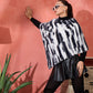 InWeave Black White Dye Rabbit Faux Fur Poncho - Swadesiicart