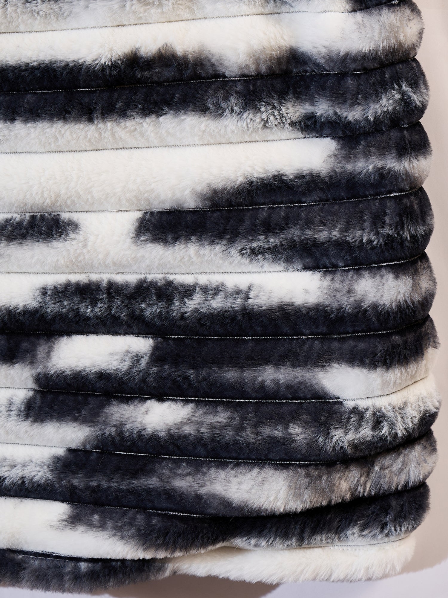 InWeave Black White Dye Rabbit Faux Fur Poncho - Swadesiicart