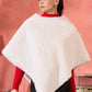 InWeave Cream Rabbit Faux Fur Poncho - Swadesiicart