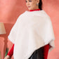 InWeave Cream Rabbit Faux Fur Poncho - Swadesiicart