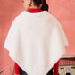 InWeave Cream Rabbit Faux Fur Poncho - Swadesiicart