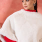 InWeave Cream Rabbit Faux Fur Poncho - Swadesiicart