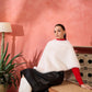 InWeave Cream Rabbit Faux Fur Poncho - Swadesiicart
