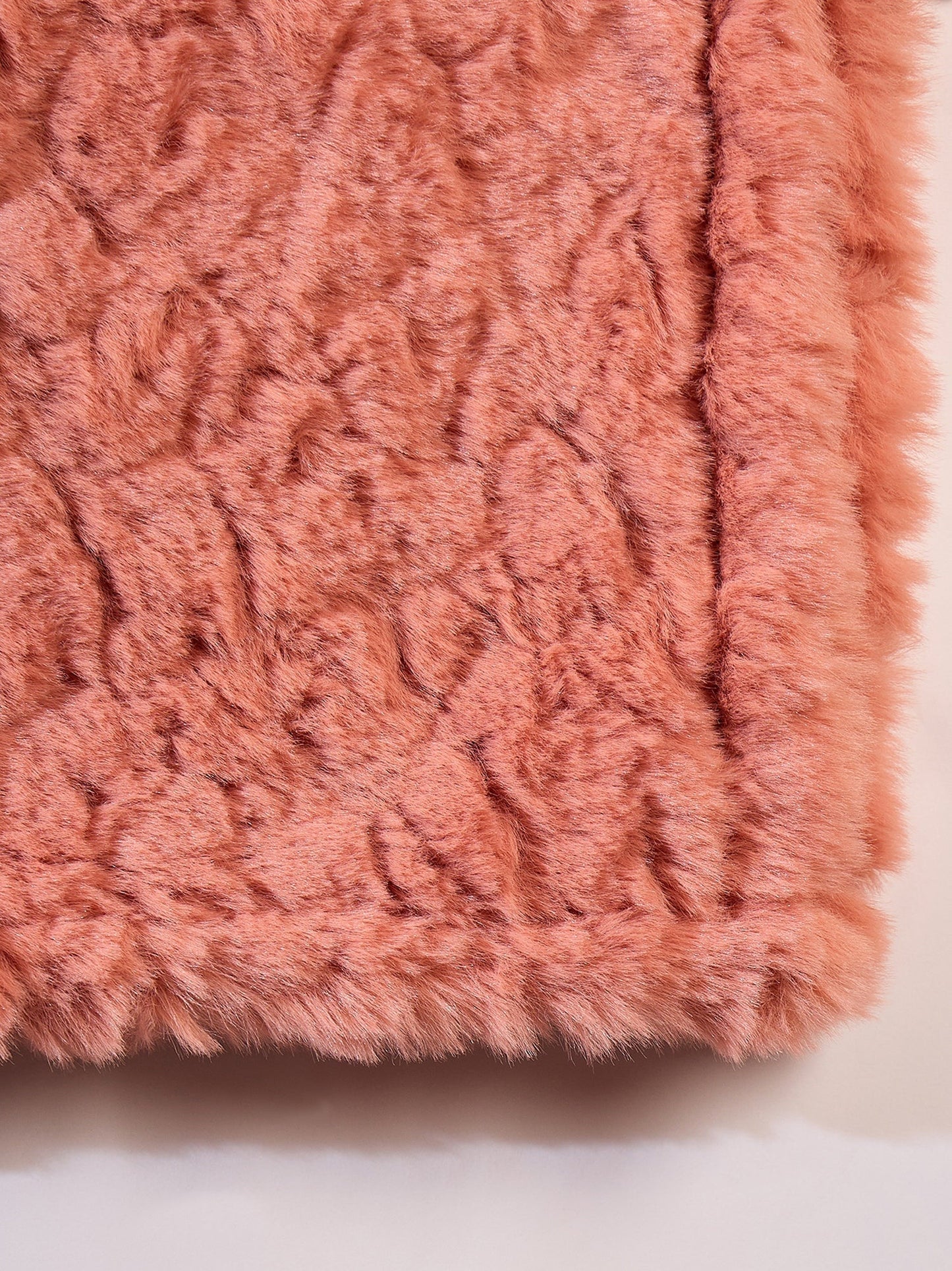 InWeave Coral Rabbit Faux Fur Poncho - Swadesiicart