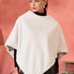 InWeave Cream Striped Rabbit Faux Fur Poncho - Swadesiicart