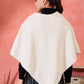 InWeave Cream Striped Rabbit Faux Fur Poncho - Swadesiicart