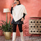 InWeave Cream Striped Rabbit Faux Fur Poncho - Swadesiicart