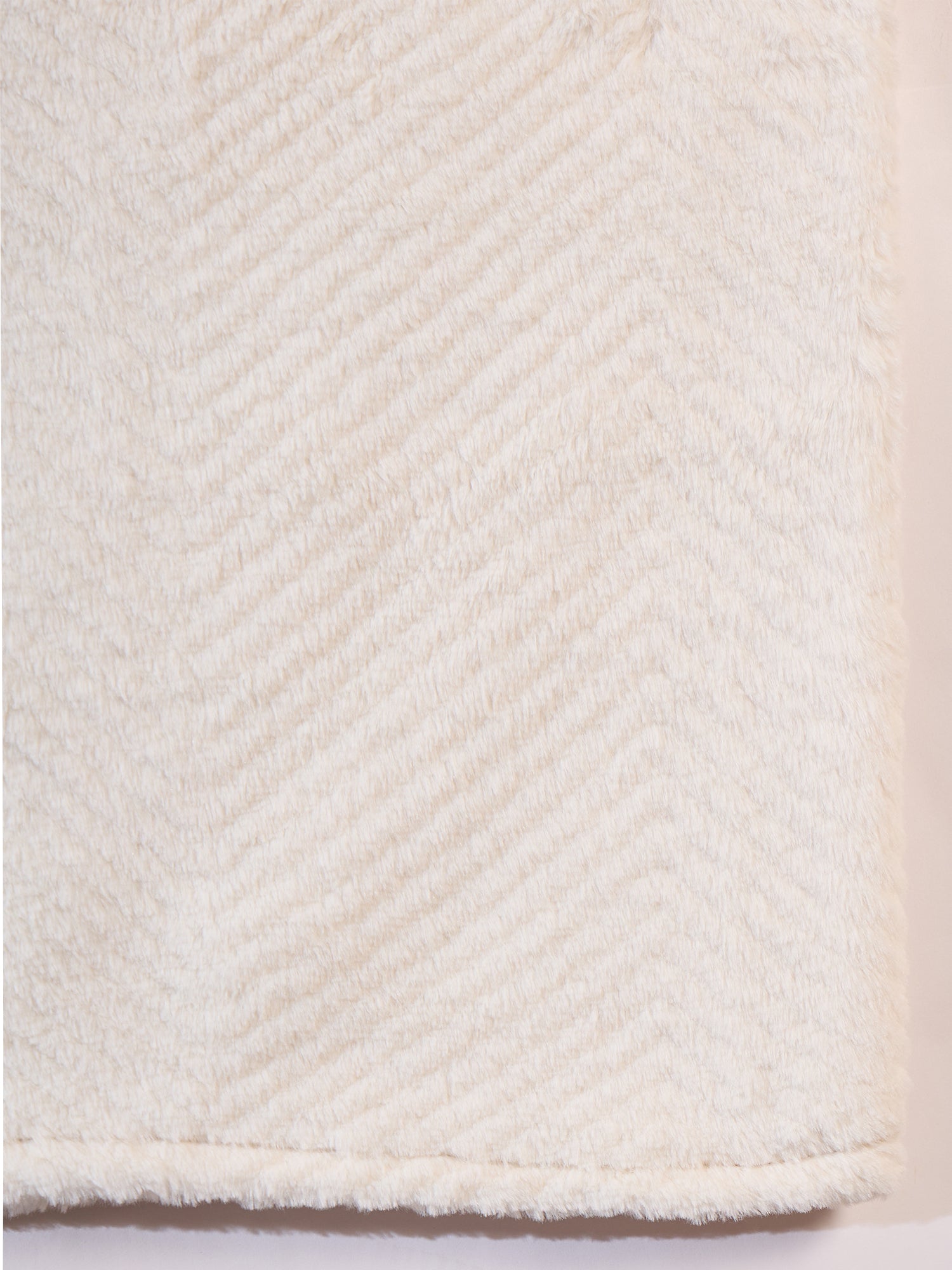 InWeave Cream Striped Rabbit Faux Fur Poncho - Swadesiicart