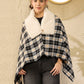 InWeave Black Beige Check Cream Fur Poncho - Swadesiicart