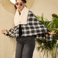 InWeave Black Beige Check Cream Fur Poncho - Swadesiicart