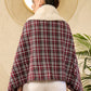 InWeave Burgundy Grey Check Cream Fur Poncho - Swadesiicart