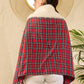InWeave Red Green Check Cream Fur Poncho - Swadesiicart