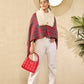 InWeave Red Green Check Cream Fur Poncho - Swadesiicart