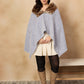 InWeave Blue White Check Acrylic Fur Poncho - Swadesiicart