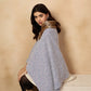 InWeave Blue White Check Acrylic Fur Poncho - Swadesiicart