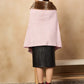 InWeave Pink White Check Acrylic Fur Poncho - Swadesiicart