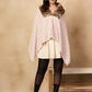 InWeave Peach White Big Check Acrylic Fur Poncho - Swadesiicart