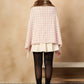 InWeave Peach White Big Check Acrylic Fur Poncho - Swadesiicart