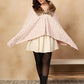 InWeave Peach White Big Check Acrylic Fur Poncho - Swadesiicart