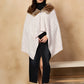InWeave Mauve White Big Check Acrylic Fur Poncho - Swadesiicart