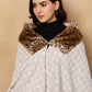 InWeave Mauve White Big Check Acrylic Fur Poncho - Swadesiicart