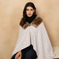 InWeave Mauve White Big Check Acrylic Fur Poncho - Swadesiicart