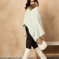 InWeave Green White Big Check Acrylic Fur Poncho - Swadesiicart