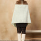 InWeave Green White Big Check Acrylic Fur Poncho - Swadesiicart