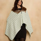 InWeave Green White Big Check Acrylic Fur Poncho - Swadesiicart