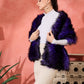 InWeave Purple Black Faux Fur Cape - Swadesiicart