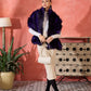 InWeave Purple Black Faux Fur Cape - Swadesiicart